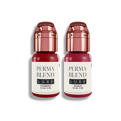 Perma Blend Luxe Berry Lip Set - Deep Red Tattoo Ink Set - Lip Blush Microblading Kit - Tattoo Supplies for PMU - Includes Cranberry & Boudoir - Vegan & Cruelty-Free (2 Ct, 0.5 oz Each)