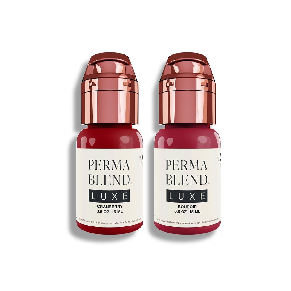 Perma Blend Luxe Berry Lip Set - Deep Red Tattoo Ink Set - Lip Blush Microblading Kit - Tattoo Supplies for PMU - Includes Cranberry & Boudoir - Vegan & Cruelty-Free (2 Ct, 0.5 oz Each)