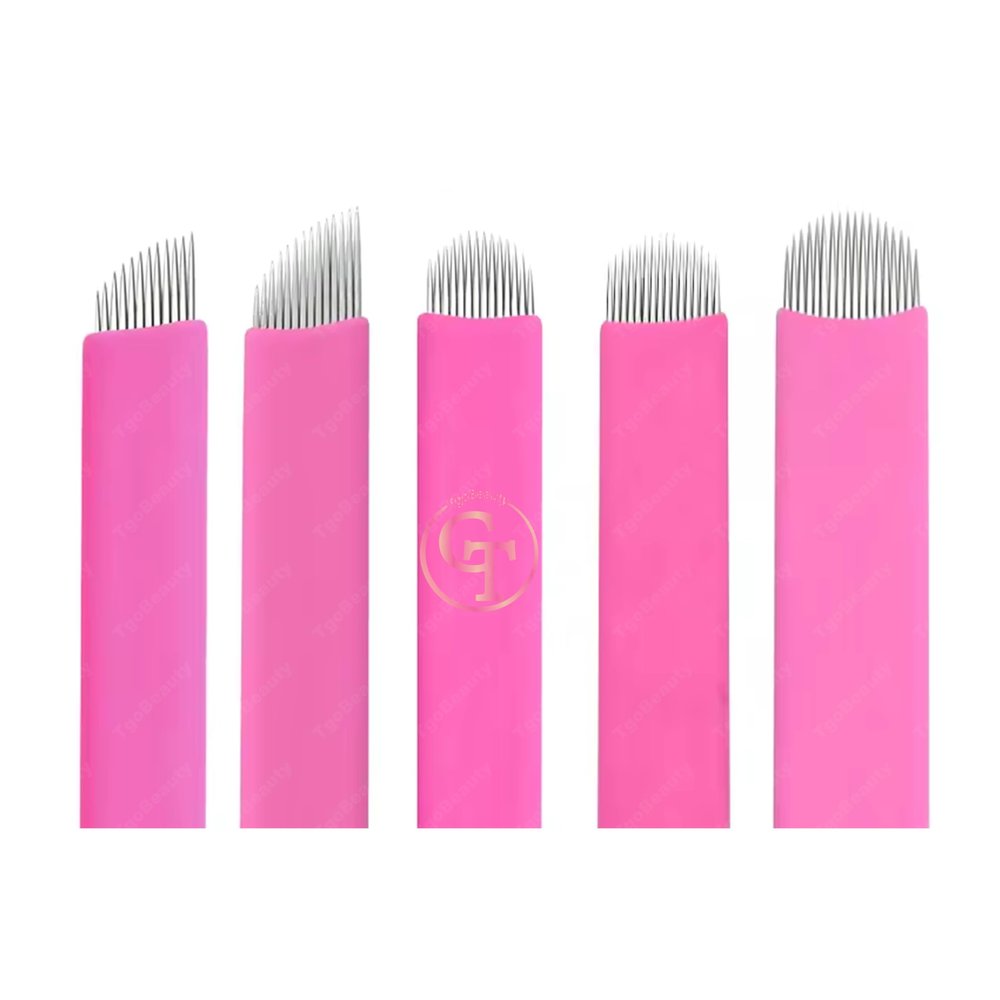 Disposable Microblading Needles 50pcs Pink 0.15mm Nano Microblading Blades Eyebrow Supllies Manual Pen Blades (14CF)