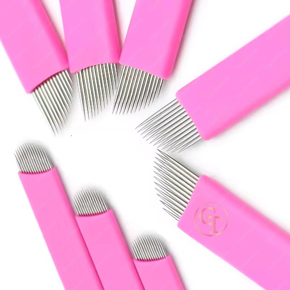 Disposable Microblading Needles 50pcs Pink 0.15mm Nano Microblading Blades Eyebrow Supllies Manual Pen Blades (21U)