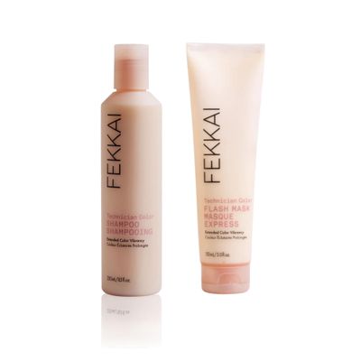 FEKKAI Technician Color Shampoo (8.5 oz) + Flash Mask (5 oz) - Extends Vibrancy of Color-Treated Hair - Free of Sulfates, Parabens, Phthalates - Vegan, Cruelty-Free