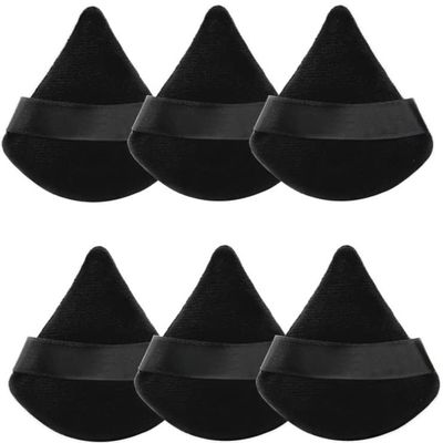 6 Black Pieces of Triangle Powder Puff Makeup Sponge, Powder Black Makeup Sponge Esponja de Maquillaje para Rostro Powder Puffs forFace Powder Face Body Mineral Powder Makeup Tools (Black) (Black)