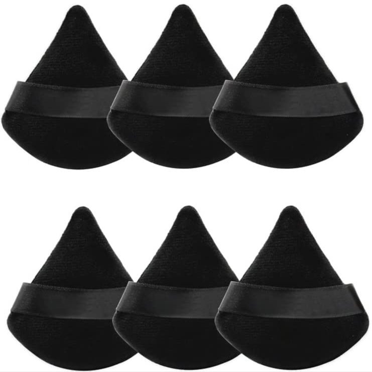 6 Black Pieces of Triangle Powder Puff Makeup Sponge, Powder Black Makeup Sponge Esponja de Maquillaje para Rostro Powder Puffs forFace Powder Face Body Mineral Powder Makeup Tools (Black) (Black)