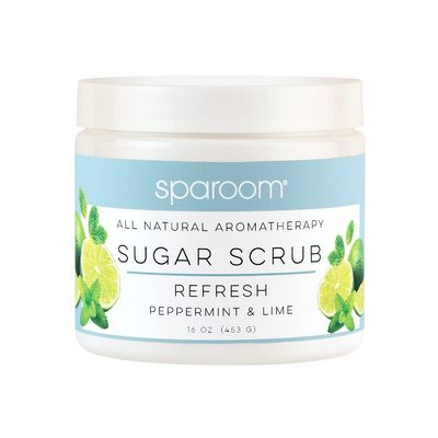SpaRoom All Natural Aromatherapy Shea Butter and Raw Sugar Hydrating and Exfoliating Body Scrub, 16 oz, Refresh- Peppermint and Lime Essential Oils