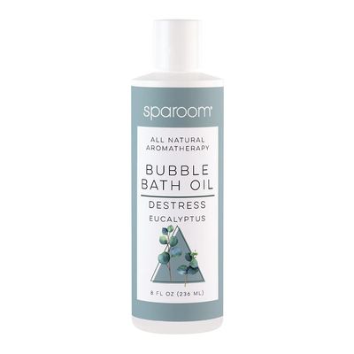 SpaRoom All Natural Hydrating and Nourishing Aromatherapy Foaming Bubble Bath Oil with Jojoba Oil, Olive Oils and Aloe, 8 oz, Destress-Eucalyptus