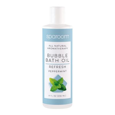 SpaRoom All Natural Hydrating and Nourishing Aromatherapy Foaming Bubble Bath Oil with Jojoba Oil, Olive Oils and Aloe, 8 oz, Refresh-Peppermint