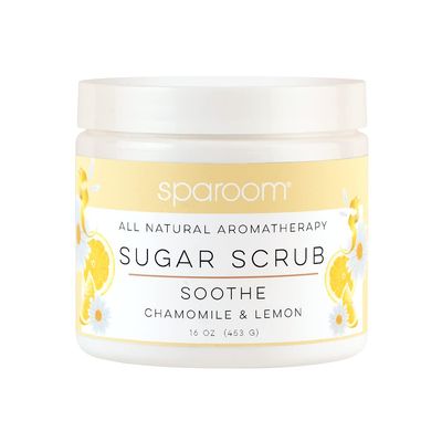 SpaRoom All Natural Aromatherapy Shea Butter and Raw Sugar Hydrating and Exfoliating Body Scrub, 16 oz, Soothe- Chamomile and Lemon Essential Oils