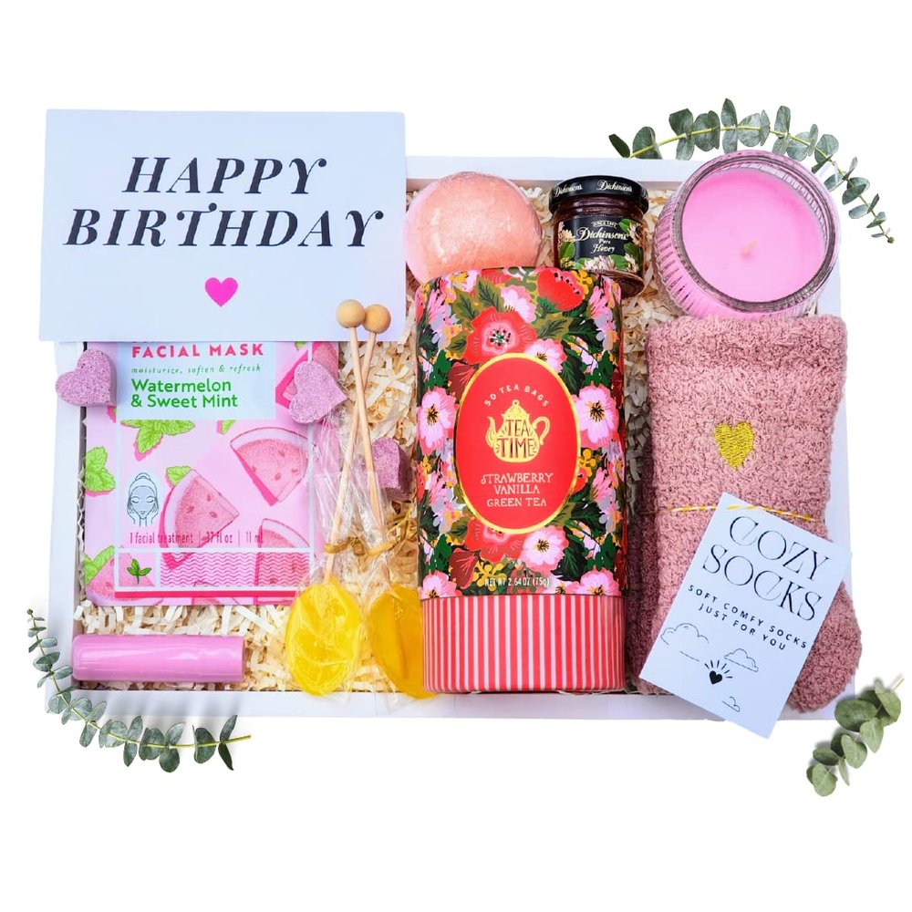 Birthday Gift Basket, Happy Birthday Gift Basket, Birthday Box for Women, Birthday Gifts for Sister, Best Friend Birthday Gift, Care Package, Unique Gift Ideas for Mom, Wife, Sister