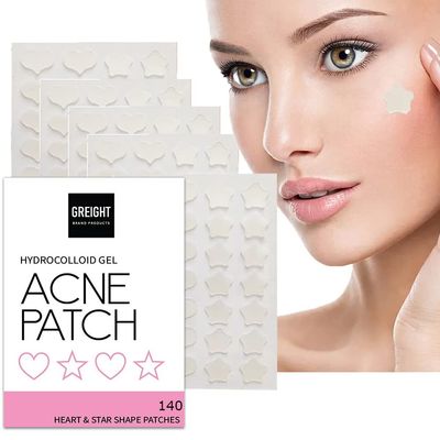 GREIGHT BRAND PRODUCTS Hydrocolloid Acne Pimple Patch Heart and Star Shape 140 Patches - Acne Treatment For Breakout, Conceals Acne, Reduces Pimples and Blackheads