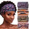 Aceorna African Headbands Boho Knotted Hairbands Stretch Wide Head Wraps Elastic Yoga Turban Hair Scarfs Workout Printed Hair Accessories for Women Pack of 4 (Style E) view 1
