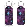 Baxinh Galaxy Butterfly Chapsticks Holder Keychain for Lipstick Lip Balm, Functional Lipstick Holder Clip-on Keychain Car Accessories for Women Girl, Purple view 2