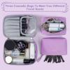 MAANGE Travel Makeup Bag - Large Makeup Bag with 2pcs Small Makeup Bag Portable Leather Cosmetic Bag Toiletry Bag Make Up Bags for Women and Girls (Purple) view 3