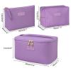 MAANGE Travel Makeup Bag - Large Makeup Bag with 2pcs Small Makeup Bag Portable Leather Cosmetic Bag Toiletry Bag Make Up Bags for Women and Girls (Purple) view 4