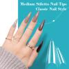 Lionvison 500PCS Clear Stiletto Nail Tips, Medium Wide Acrylic Nail Tip for Dip Powder, Half Cover False Nail Tip, French Tips Nail Extensions for Nail Salon, 10 Sizes Fake Nail Tips view 2