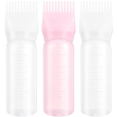 Beavorty 3pcs Hair Color Applicator Root Comb Oiling Bottles for Hair Dye Scalp Massage Easy Squeeze Design for Salon Home Use