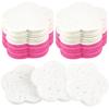 100-Count Compressed Natural Cleansing Sponges - Cute Flower Shape Exfoliating Sponges for Cleansing - Reusable, Best Makeup Gift - White+Pink view 1