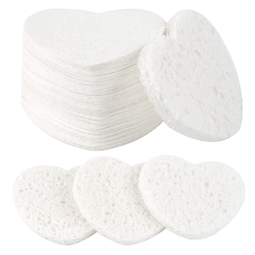 50-Count Facial Sponges Compressed, 100% Natural Cellulose Face Sponge Professional Cosmetic Spa Sponges for Face Cleansing, Exfoliating Mask, Makeup Removal for Travel and Home, White