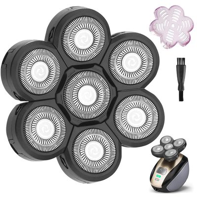 Universal Upgrade 7 Blades Head Shaver Replacement Heads Compatible with Freedom Gold shaver and some brands. 7D Electric Shaver Replacement Heads Waterproof Easy to Clean With Cleaning Brush