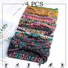 Aceorna African Headbands Boho Knotted Hairbands Stretch Wide Head Wraps Elastic Yoga Turban Hair Scarfs Workout Printed Hair Accessories for Women Pack of 4 (Style D) view 2