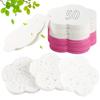 50-Count Facial Sponges Compressed Facial Sponges Natural Facial Cleansing Sponges Pads Cute Flower Shape Exfoliating Sponges for Cleansing Reusable,Best Makeup Gift, White+Pink view 1