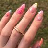 GLAMERMAID Light Colorful Rainbow Press on Nails Medium Almond, Tie Dye Jelly Soft Gel False Nals, Stiletto Glue on Nails Kit for Women, Reusable Short Oval Stick on Acrylic Fake Nails Manicure Set view 1