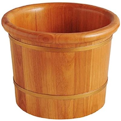 ONCLI Wood Foot Bath Bucket Wooden Foot Basin Oak Foot Bath Barrel Foot Washing Basin High 26cm Foot Spa Bucket Foot Massage Pedicure Basin Tub Middle-Aged and Elderly Health Care Gift Super Easy to