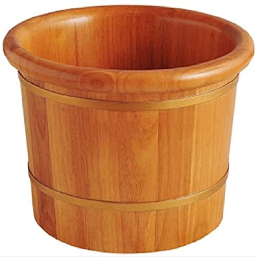 ONCLI Wood Foot Bath Bucket Wooden Foot Basin Oak Foot Bath Barrel Foot Washing Basin High 26cm Foot Spa Bucket Foot Massage Pedicure Basin Tub Middle-Aged and Elderly Health Care Gift Super Easy to