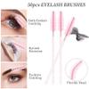 200Pcs Eyelash Extension Supplies Kit,Disposable Lash Spoolies Brushes Micro Swab Brushes Mascara Wand Lip Brushes for Eyelash Extension Tattoo Lipstick Applicator (Crystal Pink) view 3