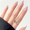 GLAMERMAID Chrome Press On Nails Medium Almond, White Handmade Metal Fake Nails Stiletto, Glitter Glazed Donut False Nail Short Oval, Glossy Natural Reusable Acrylic Stick Glue on Nails Kit for Women view 3
