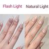 GLAMERMAID Chrome Press On Nails Medium Almond, White Handmade Metal Fake Nails Stiletto, Glitter Glazed Donut False Nail Short Oval, Glossy Natural Reusable Acrylic Stick Glue on Nails Kit for Women view 4