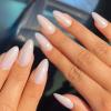 GLAMERMAID Press on Nails Medium Almond, Spring Handmade Shimmer White Pearl Gel Glue on Nail, Glossy Short Stiletto Reusable Pink Fake Nails Acrylic False Nails Manicure Kits for Women view 1
