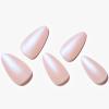 GLAMERMAID Press on Nails Medium Almond, Spring Handmade Shimmer White Pearl Gel Glue on Nail, Glossy Short Stiletto Reusable Pink Fake Nails Acrylic False Nails Manicure Kits for Women view 2