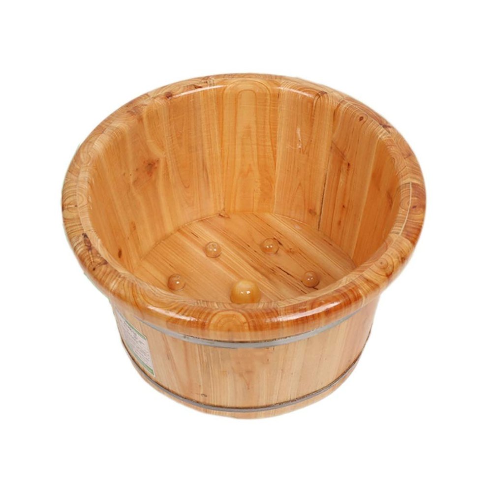 Wood Foot Bath Bucket Massage Foot Bath Barrel, Fragrant Fir Pedicure Bathtub,Children' s Foot Bath, Household Foot Bath Barrel, Steamed Foot Bucket With Lid, Pedicure Bowl, 2 Styles,(height:24cm) (