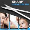 Men's and Women's Facial Hair Small Scissors, Eyebrow, Nose, Beard, Whisker, Eyelash, Ear Hair Trimming Set, Curved and Rounded Safety Tip Scissors for Haircutting 2pcs view 4