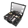 InSyoForeverEC Makeup Case with Lighted Mirror, Makeup Bag Makeup Train Case, Portable Cosmetic Organizer with Adjustable Dividers, Makeup Brushes Storage Organizer, Makeup Accessories & Tools Case view 3