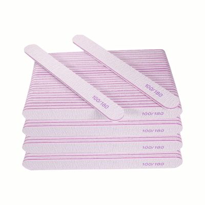 Nail File (100 Pcs), Bulk Emery Board Nail Files for Acrylic Nails and Natural Nails, 100/180 Grit Double Sided Emory Boards for Gel Nail Professional Reusable Washable Manicure Pedicure Kit Set Gray