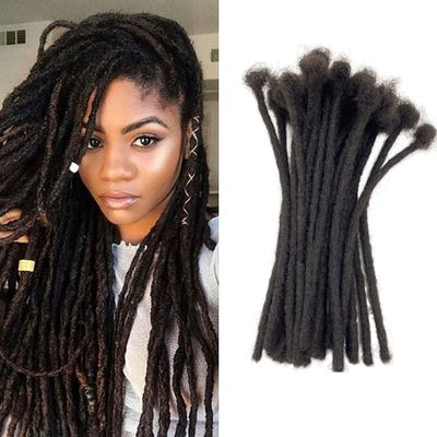 0.6cm 18inch 20 Stands 100% Real Human Hair Dreadlock Extensions For Men/Women Full Head Handmade Permanent Loc Extensions Bundles Can Be Dyed Bleached Curled and Needles