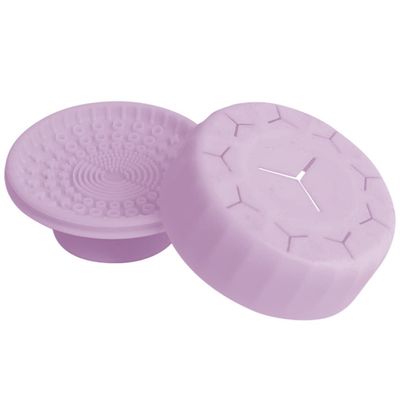 FRCOLOR Travel Makeup Brush Cleaner Box Dual-use Silicone Cleaning Pad for Makeup Tools for Eyeshadow Brow Brushes Elastic Design for Easy Cleaning
