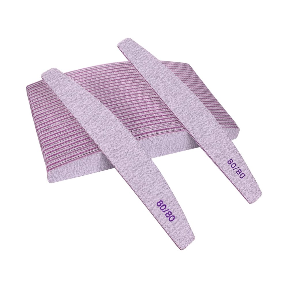 80/80 Grit Nail Files (25 Pack), Emery Boards for Acrylic Nails and Gel Nails, Coarse Nail File Double Sided 80 Grits Emory Professional Nail Filers Reusable Washable Manicure Curved Gray Bulk