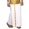 AYUS Pure Cotton Dhotie/Mundu, Cream/Golden, 3.8 MTR view 4