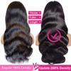 13x6 HD Body Wave Lace Front Wigs Human Hair Pre Plucked 200% Density 12A Transparent Lace Frontal Wigs with Baby Hair Wear and Go Glueless Brazilian Wigs Human Hair for Women Natural Black 20 Inch view 2