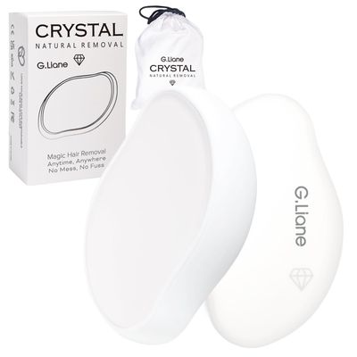 G.Liane Crystal Hair Eraser,Physical Glass Hair Removal,Reusable Painless Nano Hair Remover Stone,Epilator for Women and Men,Soft Silky Skin(White)