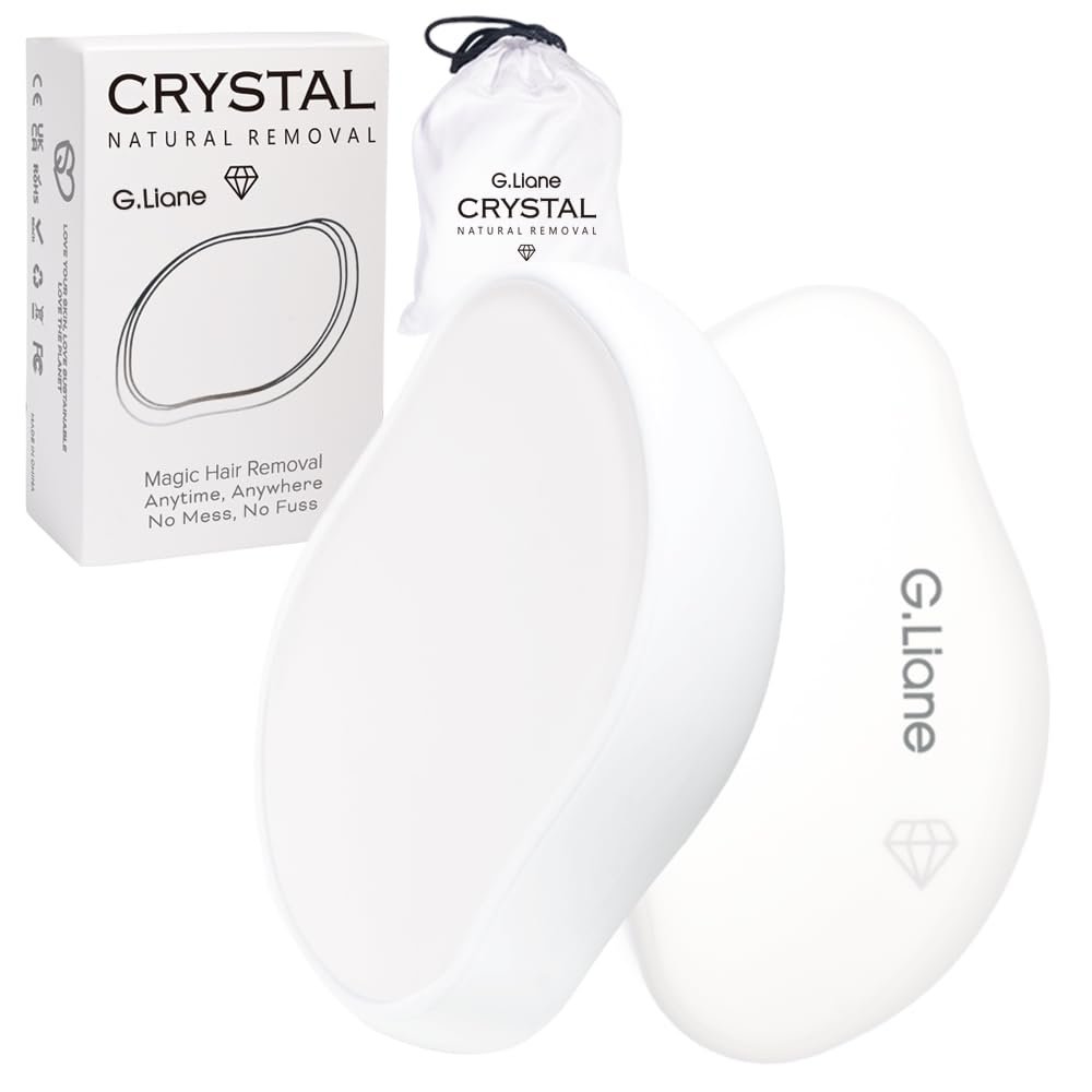 G.Liane Crystal Hair Eraser,Physical Glass Hair Removal,Reusable Painless Nano Hair Remover Stone,Epilator for Women and Men,Soft Silky Skin(White)
