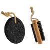 Wooden Cleaning Finger Nail Brush with Nylon Charcoal Bristles & Hanging Rope - Double-Sided Fingernail Brush for Scrubbing Fingernails - Pumice Stone - Natural Earth Lava Black - Health Foot Care view 1