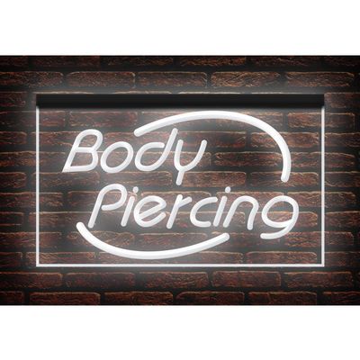 100018 Body Piercing Tattoo Shop Center Home Decor Display LED Light Neon Sign (21.5" X 12", White)