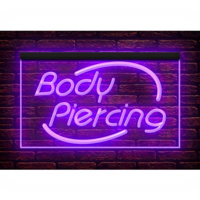 100018 Body Piercing Tattoo Shop Center Home Decor Display LED Light Neon Sign (12" X 8", Purple)