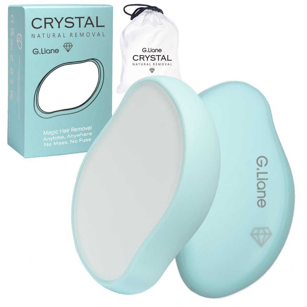 G.Liane Crystal Hair Remover & Exfoliator, Nano Glass Hair Remover Stone, Reusable Painless Physical Depilator for Soft Silky Skin (Blue)