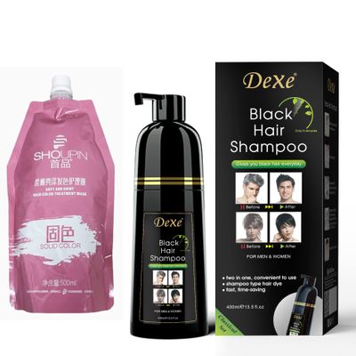 Bundle Sales Of Black Hair Dye Shampoo And Hair Color Treatment Mask