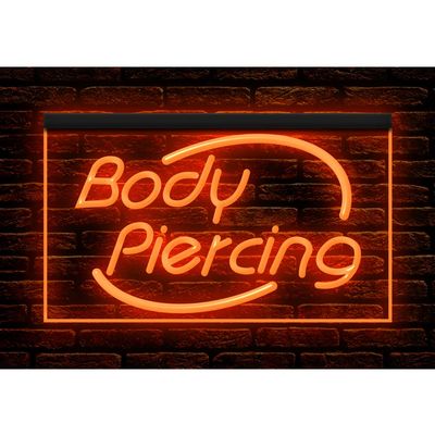 100018 Body Piercing Tattoo Shop Center Home Decor Display LED Light Neon Sign (16" X 12", Orange)