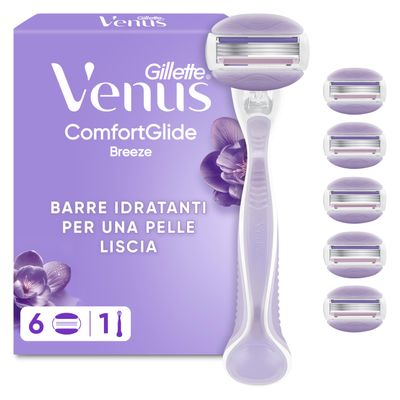 Gillette Venus Comfortglide Breeze, Maquinilla de Afeitar Mujer, 1 Mango + 6 Recambios, Depilacin Suave, Apurada Y Duradera